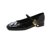 Women Mary Jane Shoes French Retro Square Toe Low Heels Shoes Women's Comfortable Ballet Shoes