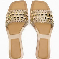 Women's Shoes PVC Transparent Riveted Casual Flat Open Toe Beach Slides Trend Brand Design Big Size Ladies Slippers - Natalia Home Fashion