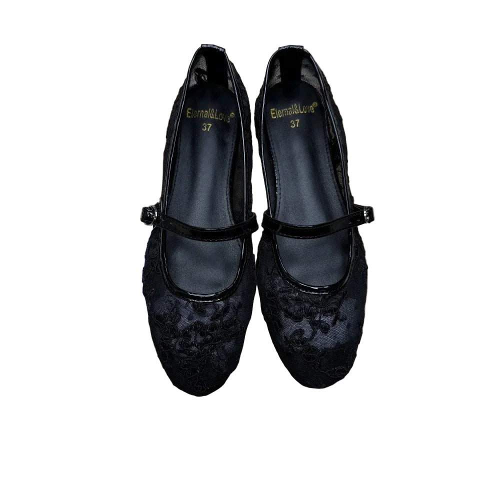 Ultra Soft Lace Breathable Flat Bottom Women's Shoes Quality Women's Casual Shoes Low Heel Floral Pattern