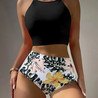 High Waist Bikinis Women High Neck Swimsuit Floral Swimwear Female Bathers Bathing Swimming Suit Summer Beachwear