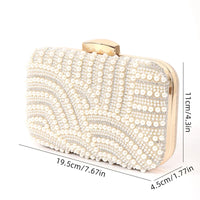 Ladies Pearl Elegant Evening Bag Fashionable Stylish Beading Wedding Dinner Party Banquet  Dress Clutch Bag with Long Chain