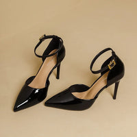 Pointy Toe Elegant Women Shoes Stilettos Office Sandals For Ladies Cover Heel Ankle Strap Sandals