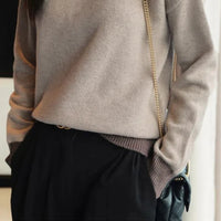 Sweaters Women Contrast Color Button Patchwork Chic Long Sleeve Loose Pullovers Knitted Tops