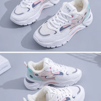 Women's Casual Breathable Leather Sneakers Versatile Flat Heel Shock Absorption Comfortable and Fashionable Shoes