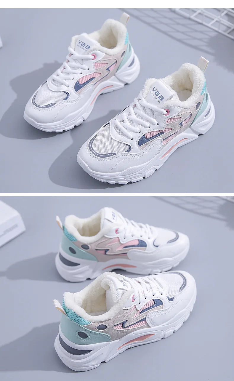 Women's Casual Breathable Leather Sneakers Versatile Flat Heel Shock Absorption Comfortable and Fashionable Shoes