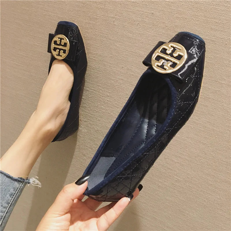 Women's Flats Shallow Work Shoes Soft Sole Non Slip Women Casual Shoes Patent Leather Breathable Women Shoes Summer