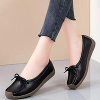Luxury Shoes Cow tendon sole Women's Flats Anti slip shallow mouth soft soled shoes Solid color lace up - Natalia Home Fashion