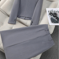 Fashion Office Half Skirt Set for Women Slim Fit Long Sleeved Single Row Two Button Half Skirt Two Piece Set