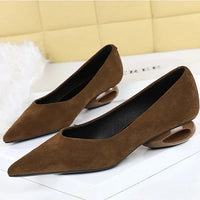 Retro Pointed Toe Suede Low Heel Shoes Shallow Mouth Hollow Heel Pedicure Shoe Daily Versatile Temperament Women's Shoes