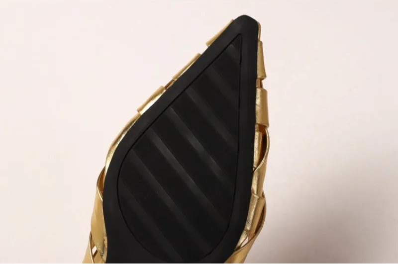 Hollow Woven Pointed Cool Slippers Women's Summer Thick Heel Outer Wear Bag Head Half Slippers Women Sandals