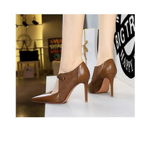 Women Pumps Suede and PU Leather Design Retro High Heels Ladies Shoes Stilettos Women Heels