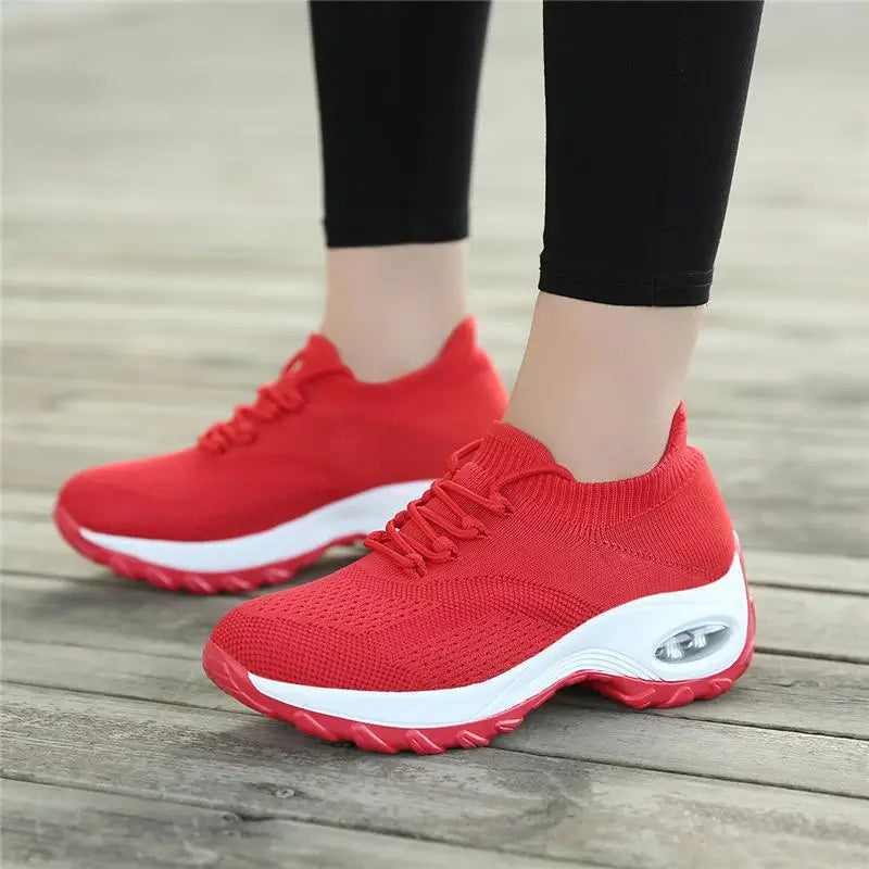 Lightweight Elastic Casual Women's Shoes Increased Height Slip-On Shake Shoes Breathable Comfortable