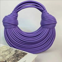Fashionable Hand-Knitted Noodle Bag Women's Shoulder Bag Urban Minimalist Style Dumpling Bag Versatile Knot Design PU Material