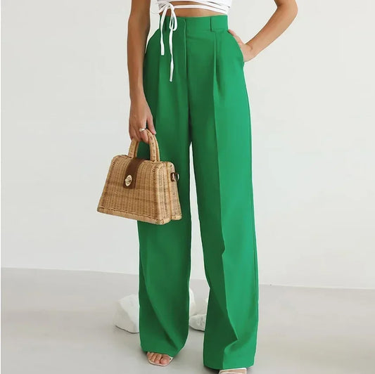Women's High Waist Wide Leg Pants Ladies Suit Pants Loose Casual Long Trousers
