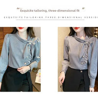 Elegant Plaid Long Sleeve Women's Shirt Vintage Design Simple Style Ageless Fashionable Top Quality Material