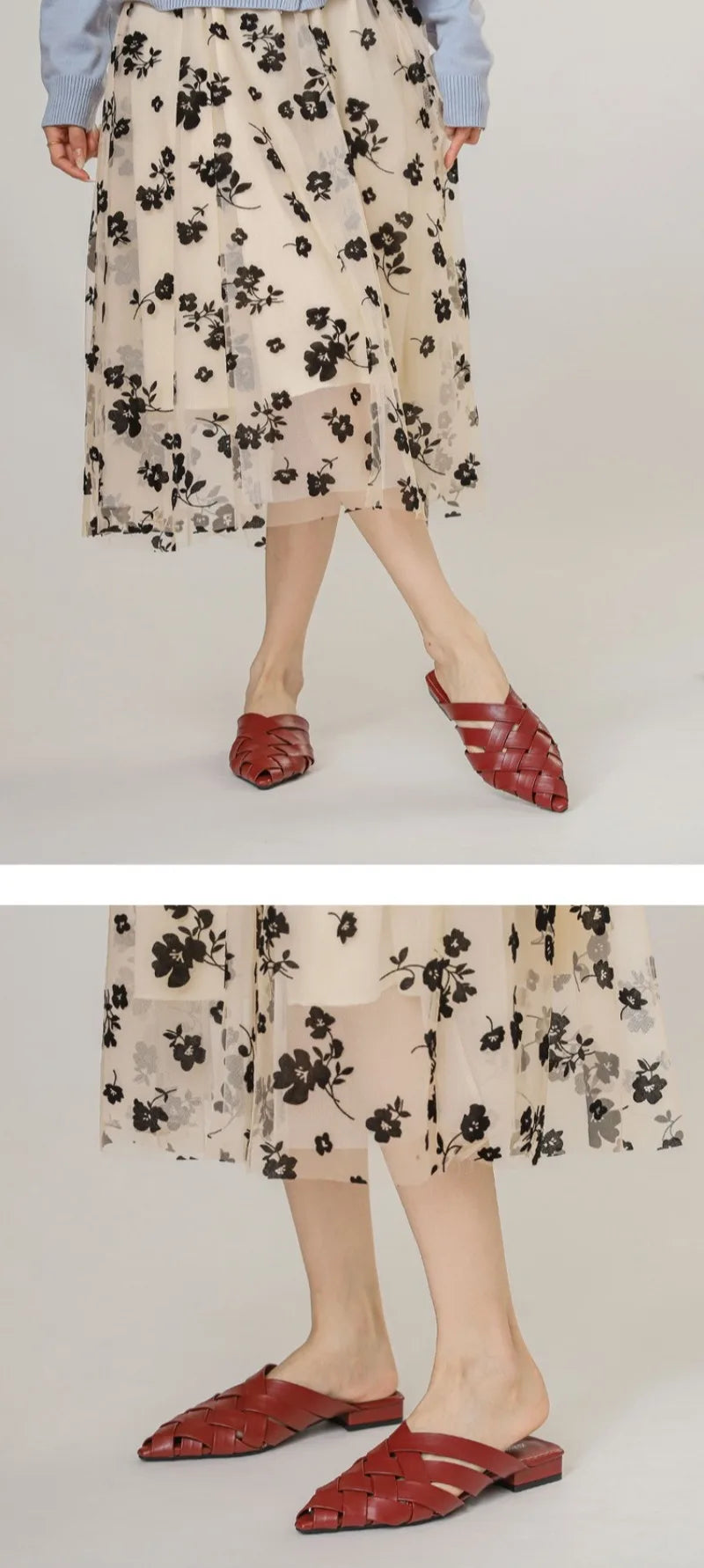 Hollow Woven Pointed Cool Slippers Women's Summer Thick Heel Outer Wear Bag Head Half Slippers Women Sandals