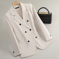 Elegant Double Breasted Jacket Suit Women's Long Sleeved Holiday Slim Blazers Coat Fashion Temperament business suit