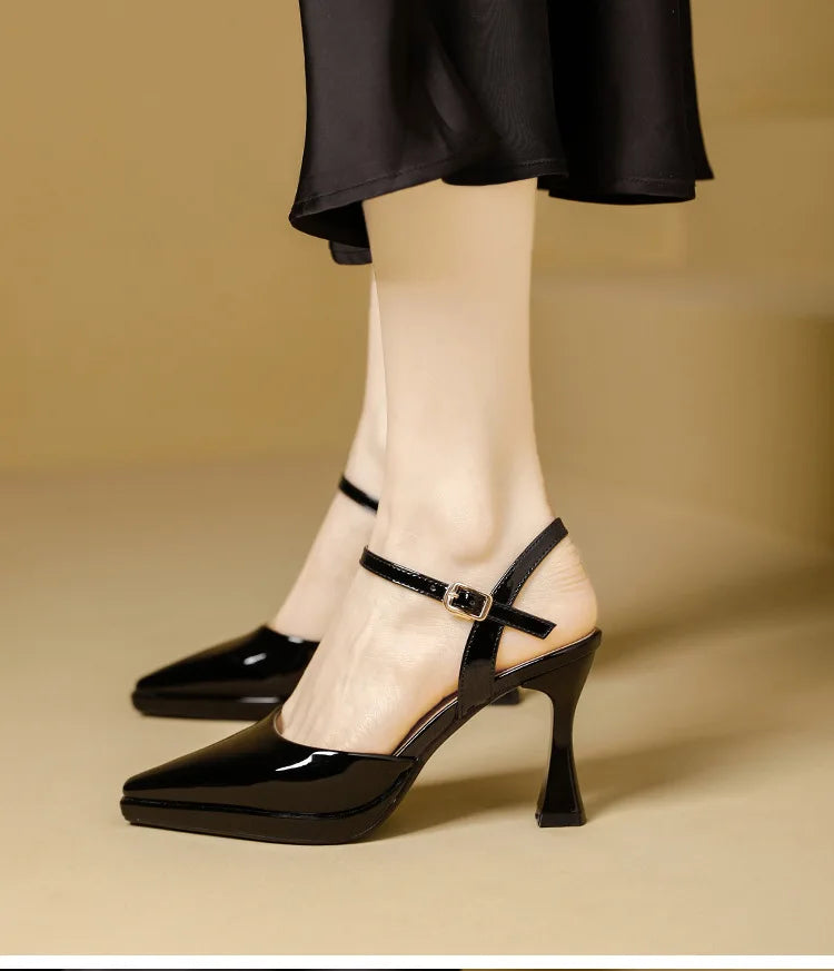 High Heels Sandals Women Fashion Solid Color Heels Sandals Pointed Toe Stiletto Ladies Commuting Single Shoes