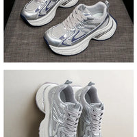 Respirable Thick Bottom Dad Shoes for Women in All Seasons Breathable Fashionable Flat Heel Anti-Odor Casual Footwear
