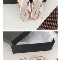 Women's Roman Style Toe-Over Sandals Flat Bottom Outdoor Wear Crossbody PVC Material Anti-Slip Low Heel Footwear