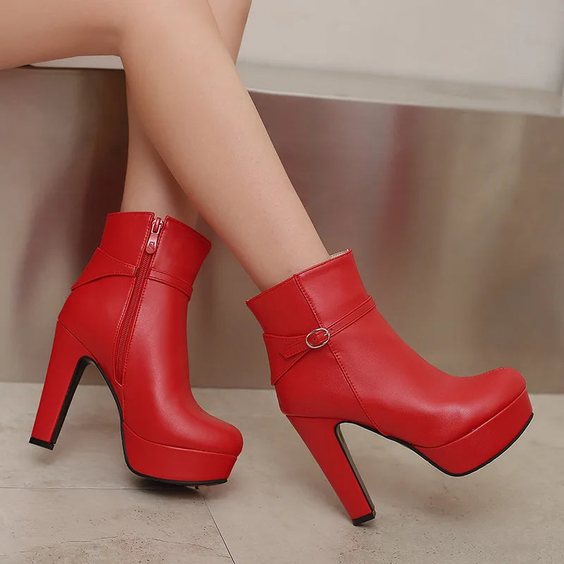 Knight Women's Boots Zip Low Tube Thick Heel Chunky High Heel Fashion Boots s Women's Shoes - Natalia Home Fashion