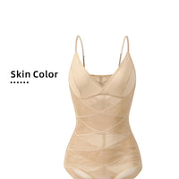 Women Sculpting Bodysuit Cross Compression abs Shaping Briefs Slimming Shapewear Over Bust Deep V Full Body Shaper Tummy Control
