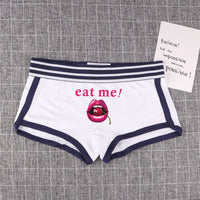 Fashion Girls Boxer EAT ME Cherry In The Mouth Cotton Underwear Sexy Boys shorts for Women Ladies Shorts Comfortable Home Panties - Natalia Home Fashion