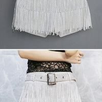 Tassel Short Shorts Women's Diamond Embellished Mid-Waist Dance Denim Hot Pants Outerwear Fashionable Korean Style Sexy