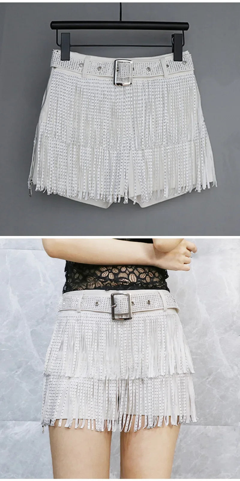 Tassel Short Shorts Women's Diamond Embellished Mid-Waist Dance Denim Hot Pants Outerwear Fashionable Korean Style Sexy