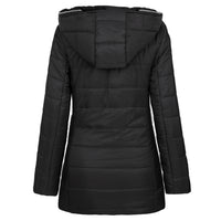 Women's Hooded Long Sleeve Cotton-padded Fleece-lined Winter Jacket Medium-length Zip-up Coat Warm Stylish - Natalia Home Fashion