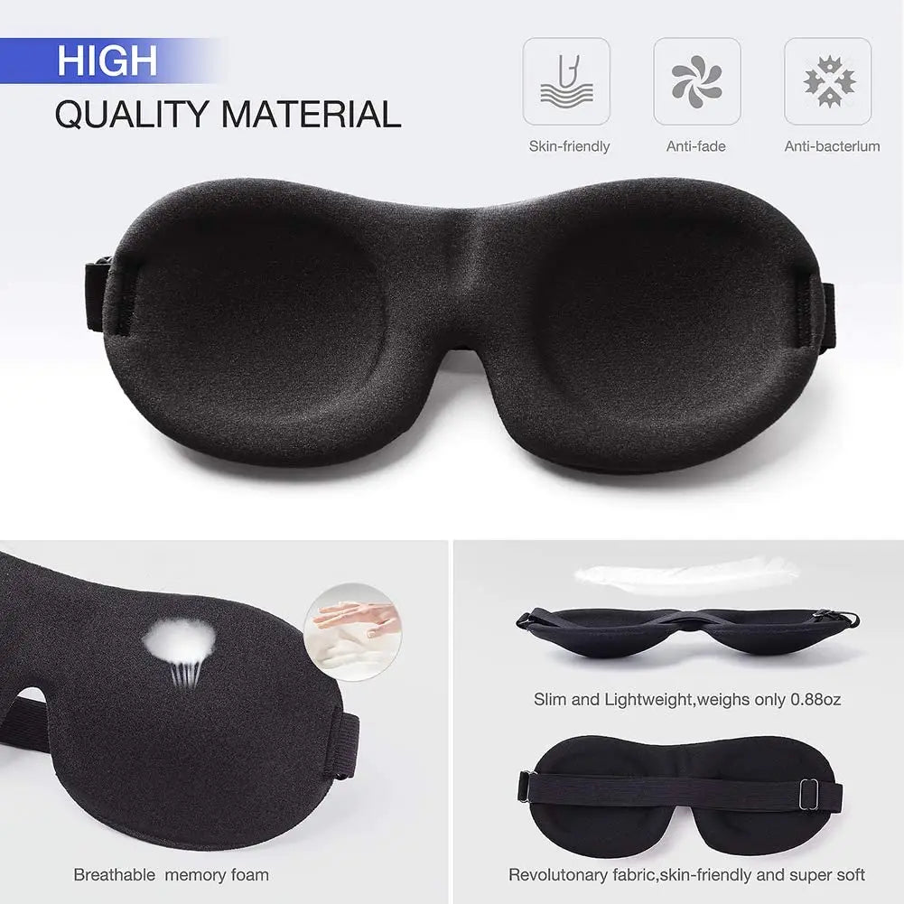 Sleep Mask 3D Contoured Blackout Eye Mask for Sleeping with Adjustable Strap Soft Night Blindfold Eye Shades for Naps