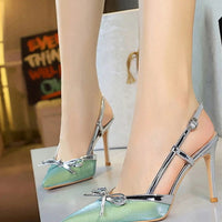 Bow Slim Heels High-End Women's Without Being Tired From Behind The Feet And Tripping Women's Singles Shoes