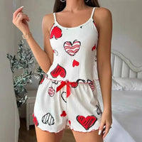 Cute Pajamas For Women Strawberry Print PJ Set Crop Cami Tops And Shorts Set 2 Piece Lounge Sets