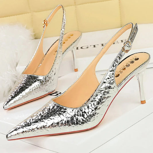 Women Sandals Patent Leather Design New Women Pumps Fashion Kitten Heels Ladies Shoes Stiletto