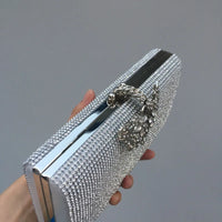 Diamond Encrusted Dinner Bag And Clutch, Square Hard Box Fully Lined With Diamonds.
