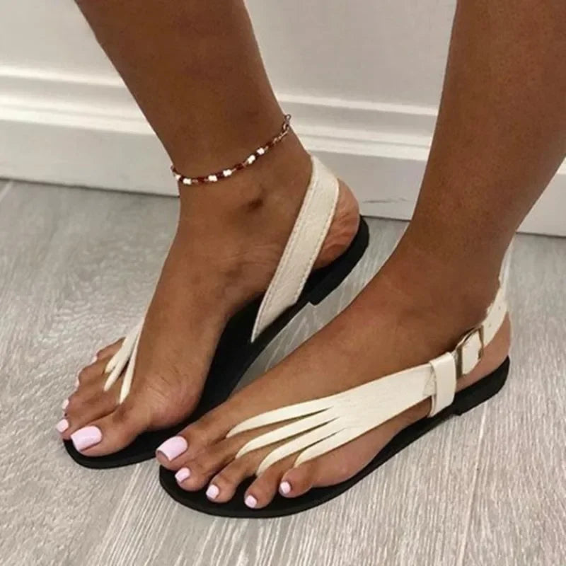 Summer Women Slippers Buckle Flat Sandals Fashion Outdoor Beach Shoes New Casual Flip Flops Metal Claw Slippers Slides Women Natalia Home Fashion    Natalia Home Fashion
