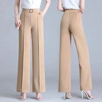 Classic Chiffon High Waist Wide Leg Pants Office Lady Loose Thin Black Trousers  New Formal Chic Pantalones De Mujer Cintura Alt Natalia Home Fashion    Natalia Home Fashion