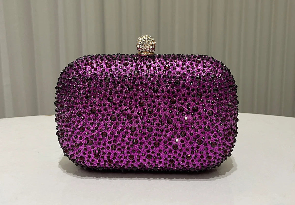 Women Rhinestone Purse Women's Round Box Shaped Evening Bags Elegant Formal Party Stylish Ladies Handbag Silver Clutch