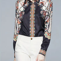 Elegant office and casual ladies shirts Fashion printed Women Blouses Long sleeve Tops