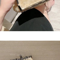 Pearl & Diamond Kiss Lock Clutch Bag Floral Handle Party Bag Metal Chain Cocktail Crossbody Bag