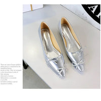 Pointed End Low Heeled Shoes Women Wedges Bowknot Low Heels Pumps Elegant Banquet Shoe Kitten Heels Ladies Shoes
