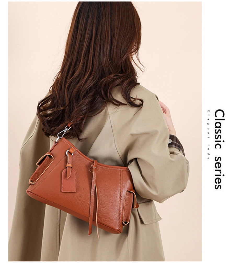 Soft Genuine Leather Crossbody Bag Women Fashion Shoulder Bag Large Capacity Handbag and Purse Ladies Cow hide Messenger Bag