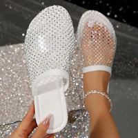 Women Slippers Summer New Round Head Slippers Water Diamond Flat Home Anti-skid Sandals Slides Women - Natalia Home Fashion