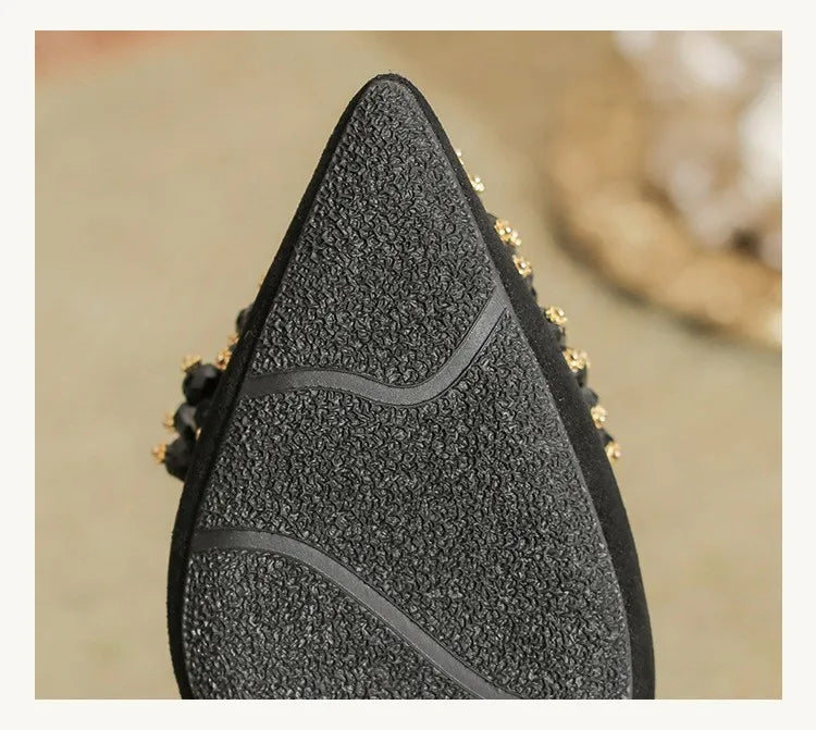 Pointed Toe Thin Heel High Heels Rhinestone Slip-On Commuter Women's Shoes