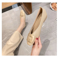 Woman Square Toe Low Heeled Metal Decoration Red Mary Janes Cute Casual Ballerina Female Flats Elegant Soft Soled Flat Shoes