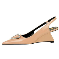 Spring Candy Fashion Pointed Toe Women Pumps Sling back Wedges High Heels Party Prom Mules Shoes