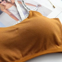 Women Active Bra Casual Top Letters Print Strap Cotton Top Fitness Gym Jogging Sleep Bra Girl Wire Free Bandeau Padded Bra Tops