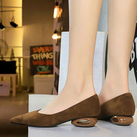 Retro Pointed Toe Suede Low Heel Shoes Shallow Mouth Hollow Heel Pedicure Shoe Daily Versatile Temperament Women's Shoes