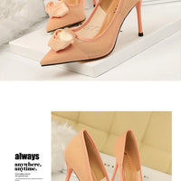 Women's Sexy Nightclub Pole Dancing Show Thin Heels High Mesh Hollowed Out Satin Rose Flower Woman Pumps