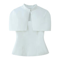 Fashionable French Style Two-Piece Set with off shoulder Top And Elegant Cape Lady Top Summer Casual Outfit for Young Women